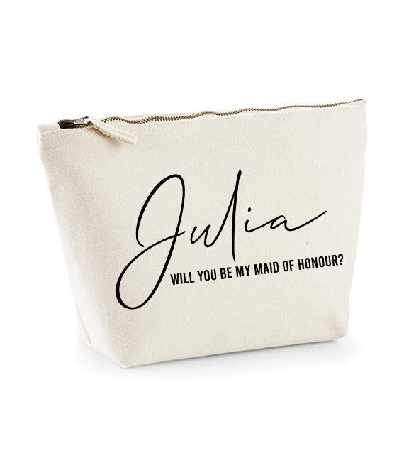 Personalised Maid Of Honour Make up Bag, Will you be Maid Of Honour, Bridesmaid Gift, Maid of Honour, Proposal Bag, Wedding Bags