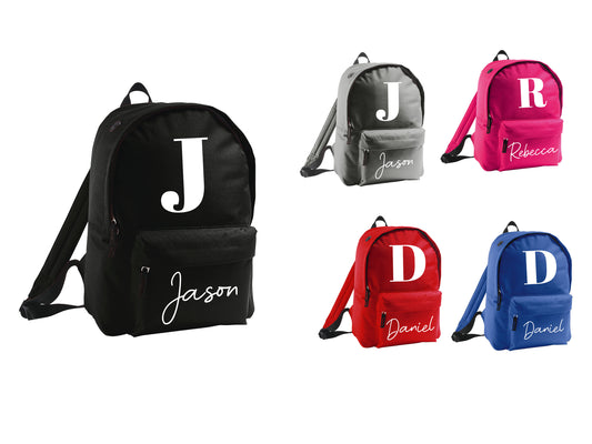 Kids Personalised Name Backpack, Custom School Bag, Monogram Rucksack