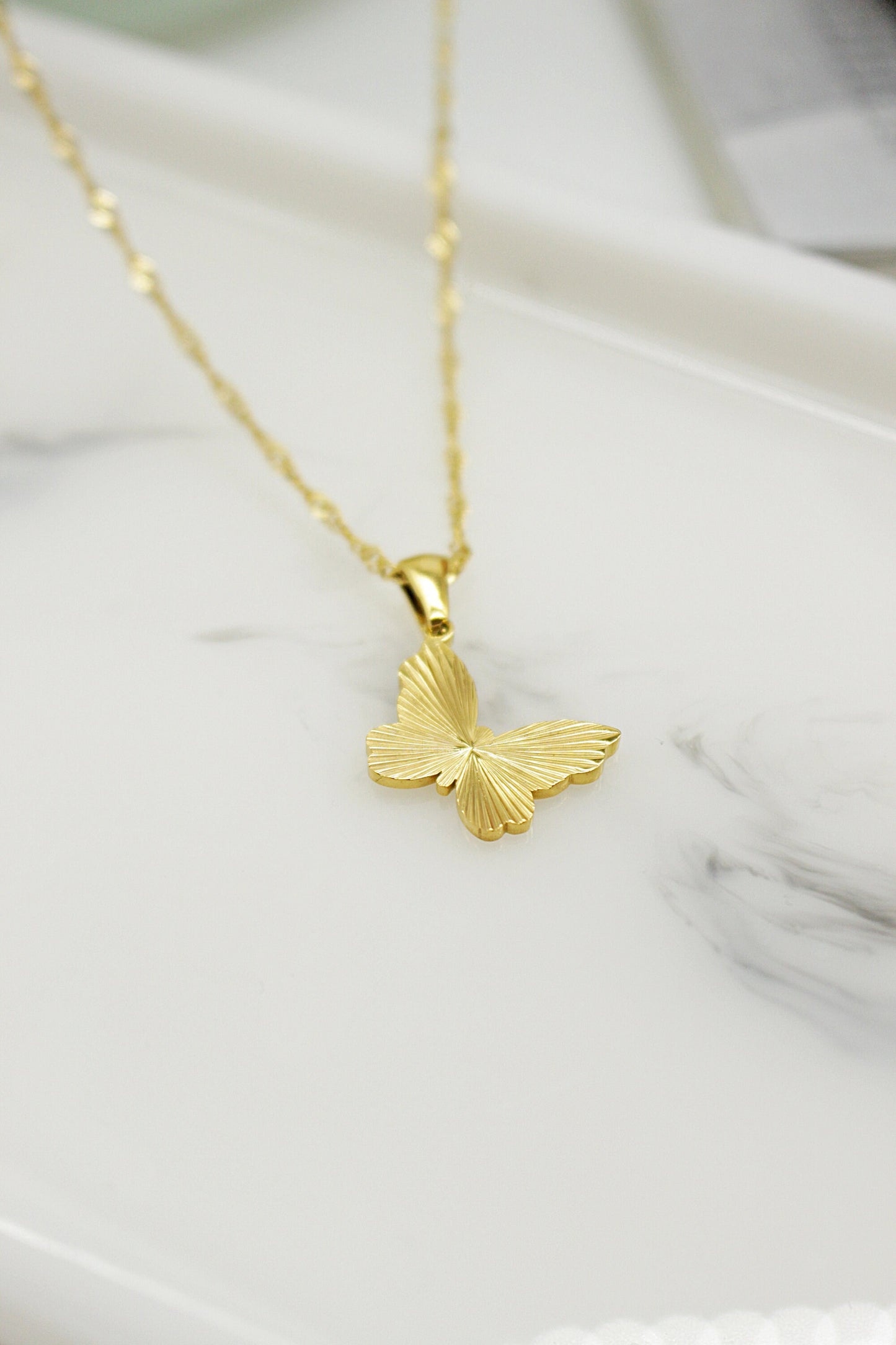 Butterfly Pendant 18K Gold Plated Necklace