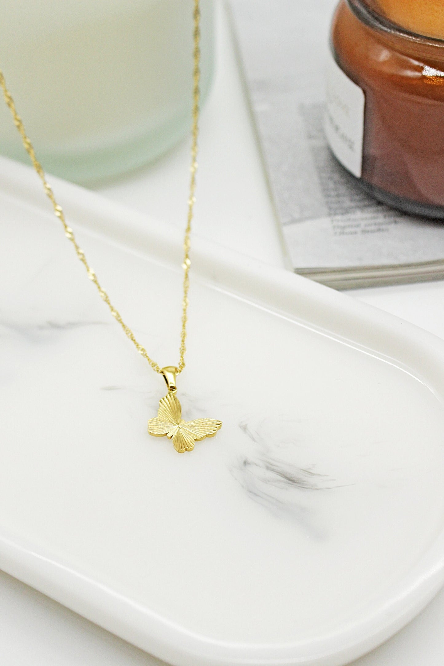 Butterfly Pendant 18K Gold Plated Necklace