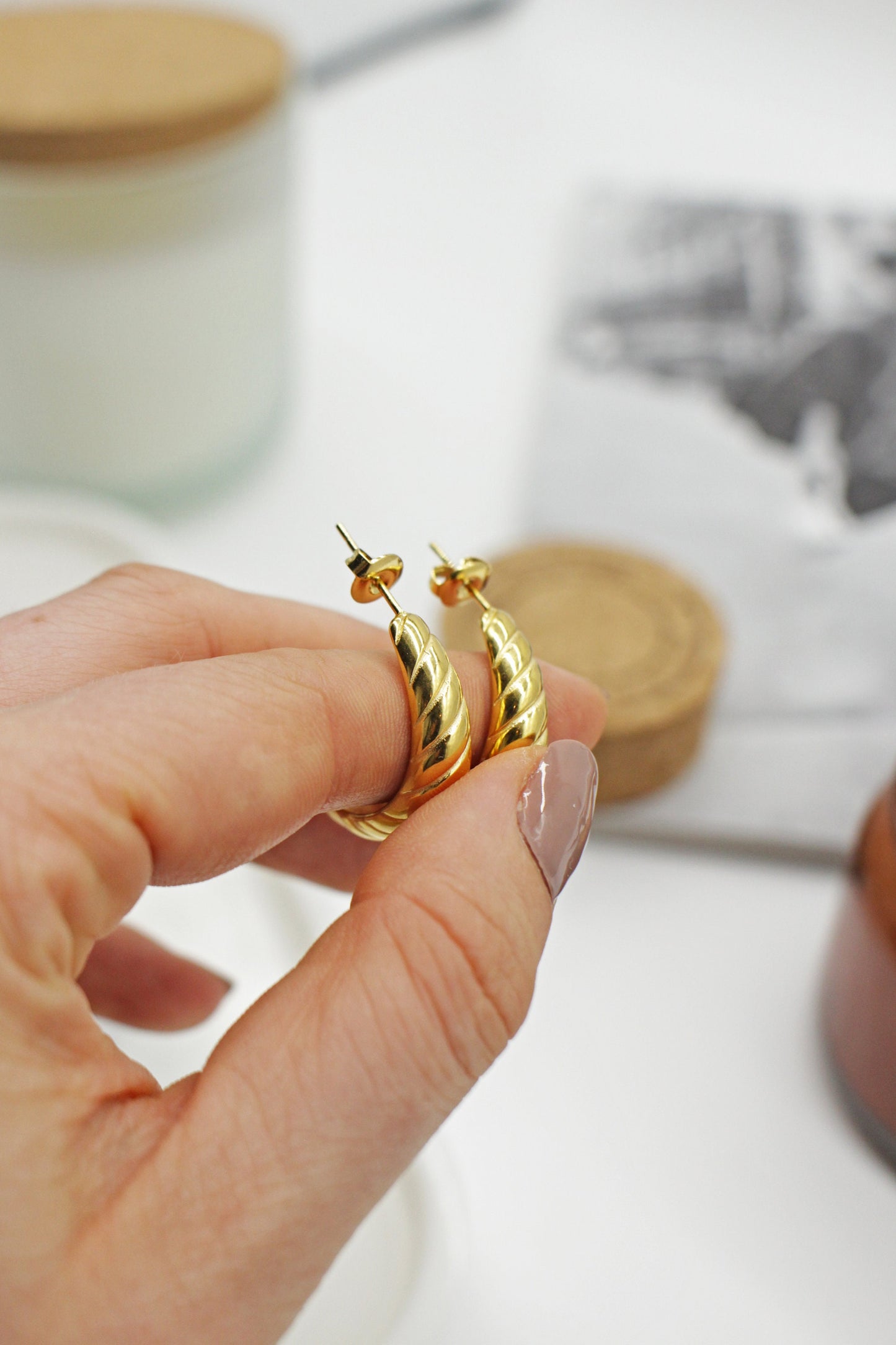 Gold Croissant Earrings