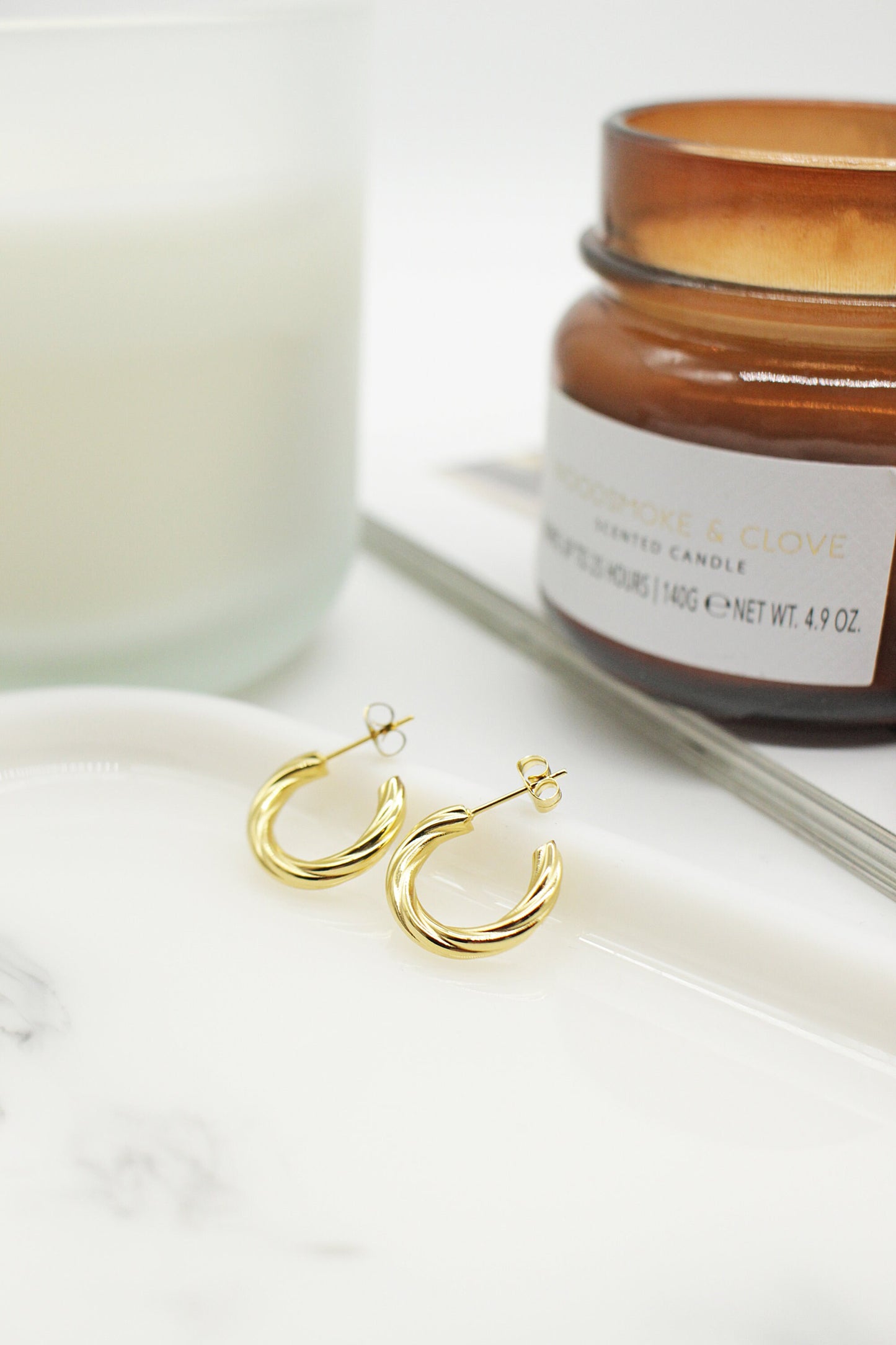 Gold Twisted Hoop Earrings