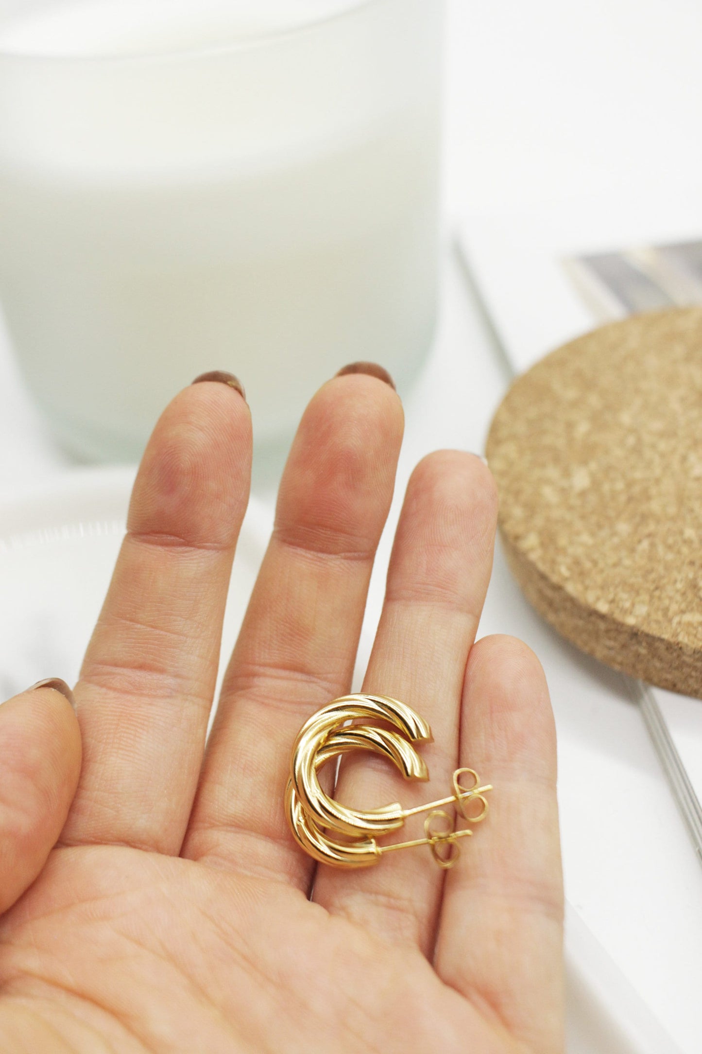 Gold Twisted Hoop Earrings