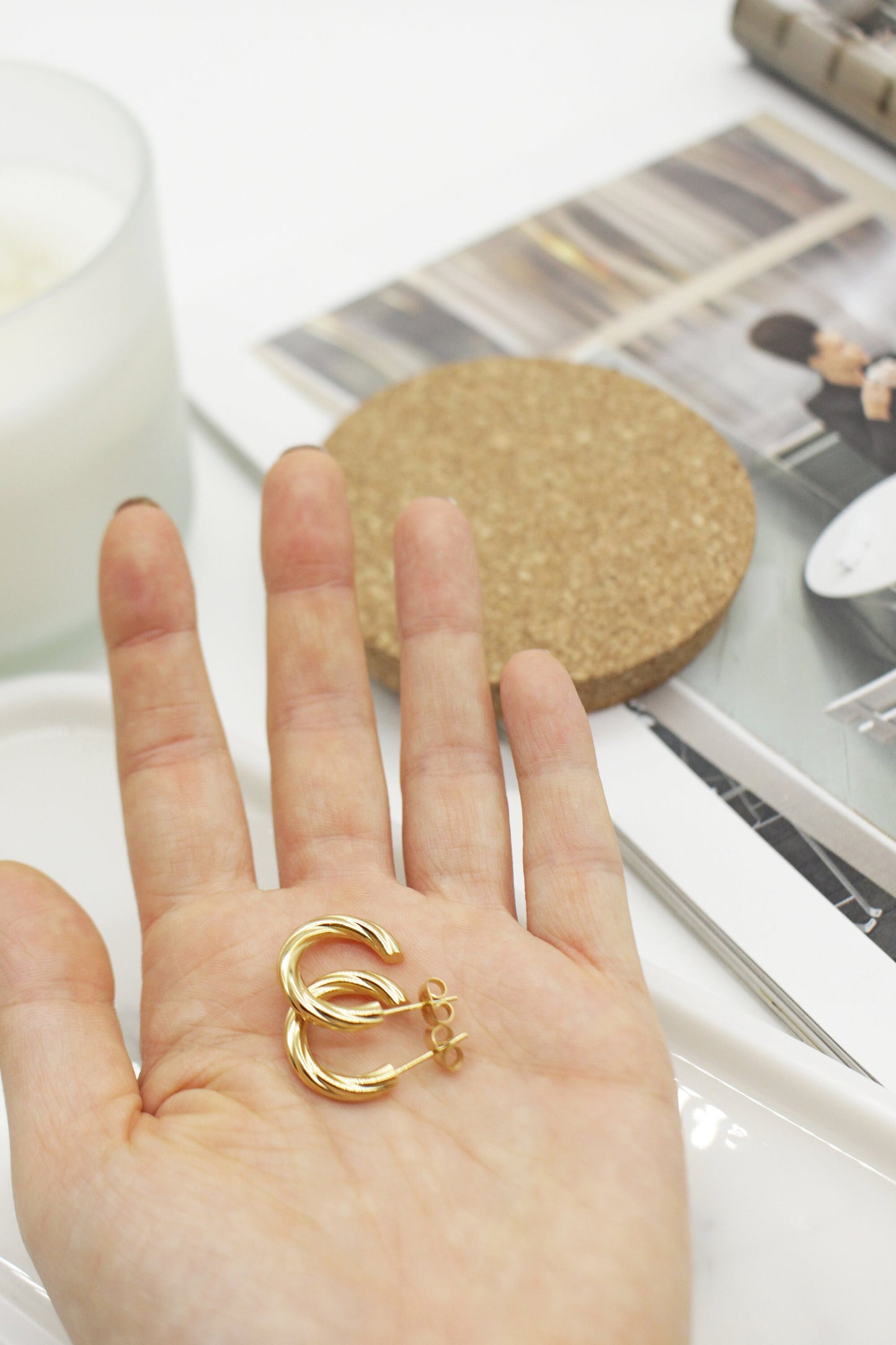 Gold Twisted Hoop Earrings