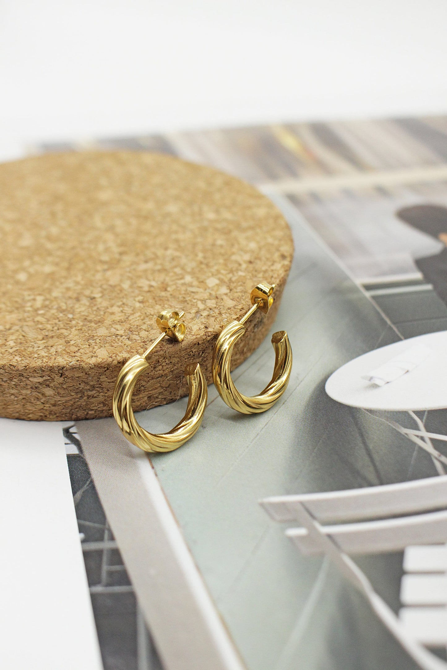 Gold Twisted Hoop Earrings