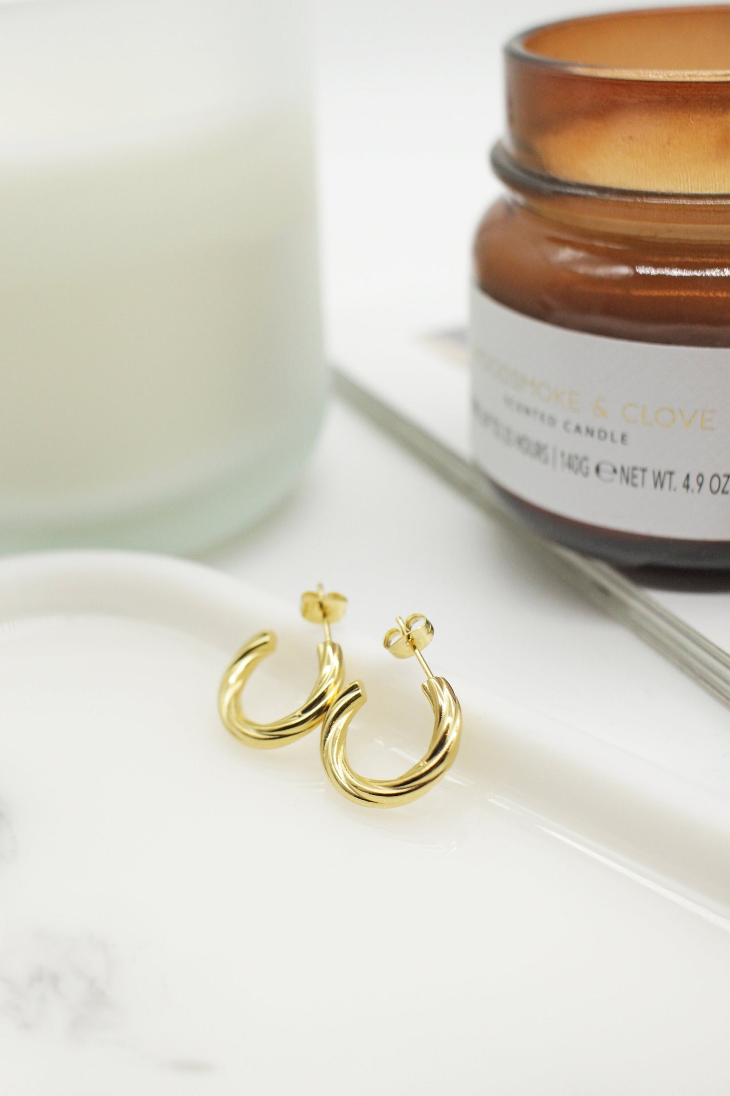 Gold Twisted Hoop Earrings