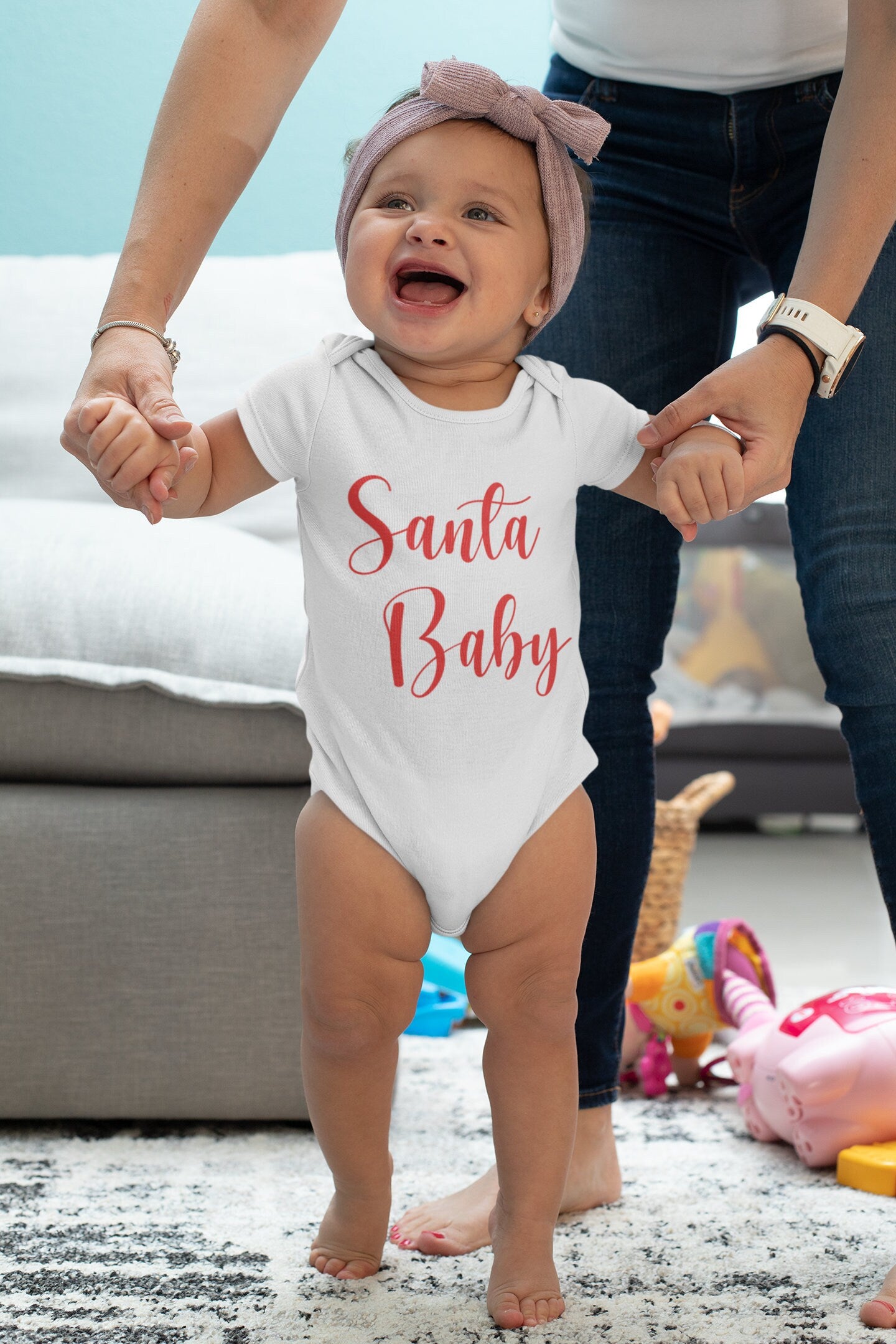 Santa Baby Baby Vest, Baby Grow, Baby Christmas Reveal