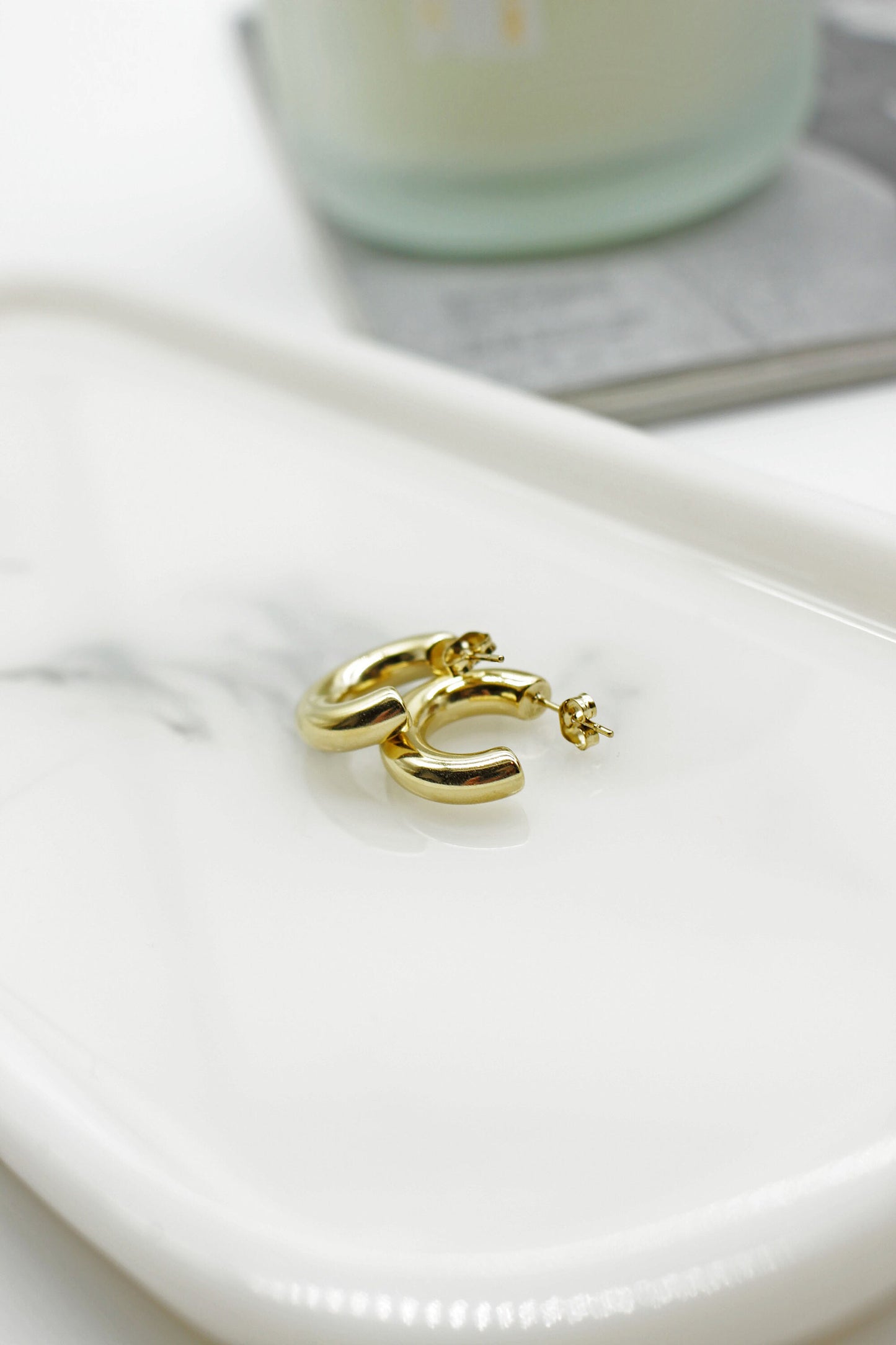 Thick Gold Hoops Earrings