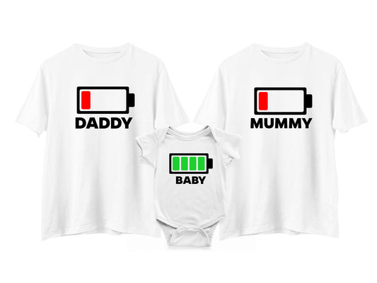 Battery Daddy Mommy Baby T-Shirts