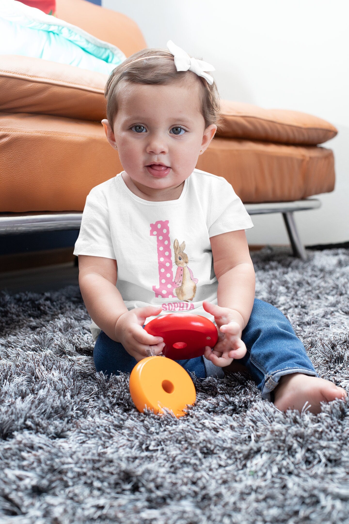 Personalised First Birthday Bunny Theme Kids T-Shirt