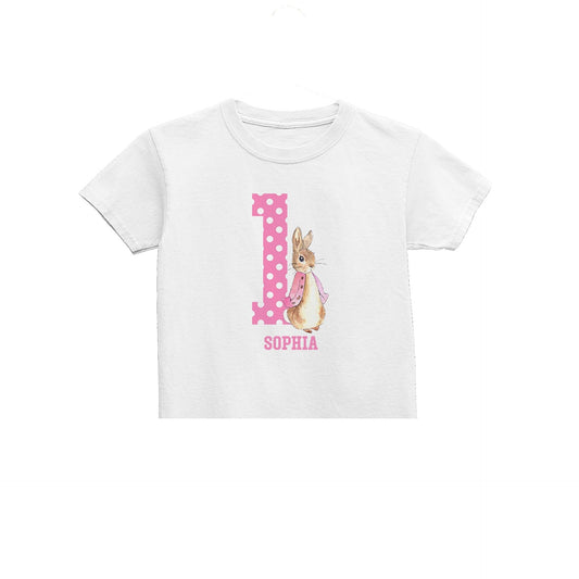 Personalised First Birthday Bunny Theme Kids T-Shirt