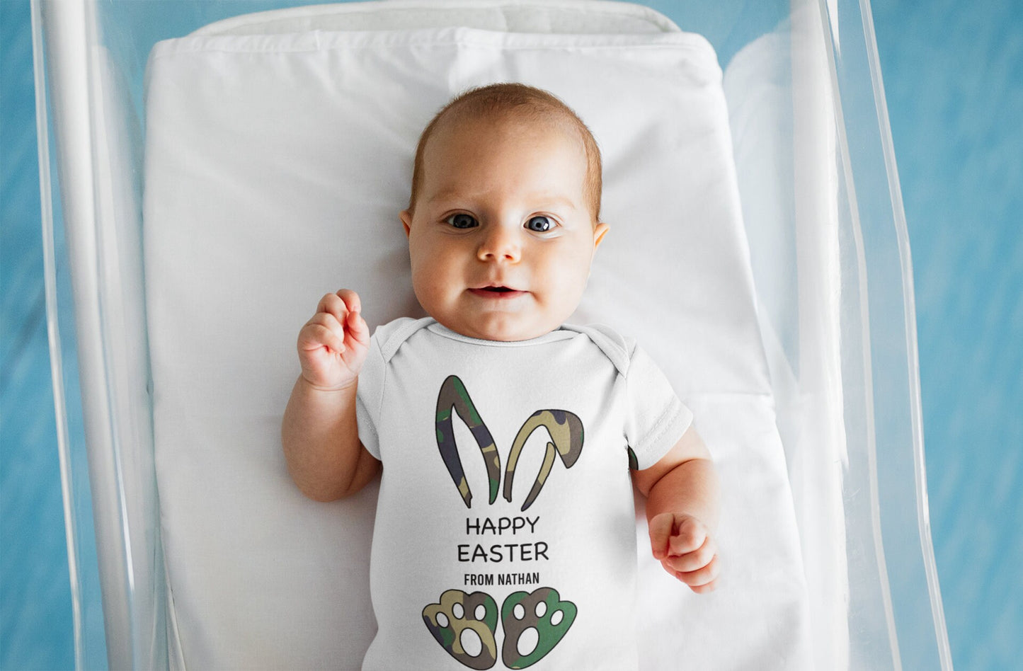 Personalised Easter Baby Vest, Baby Grow, Camo Print, My First Easter Baby Grow