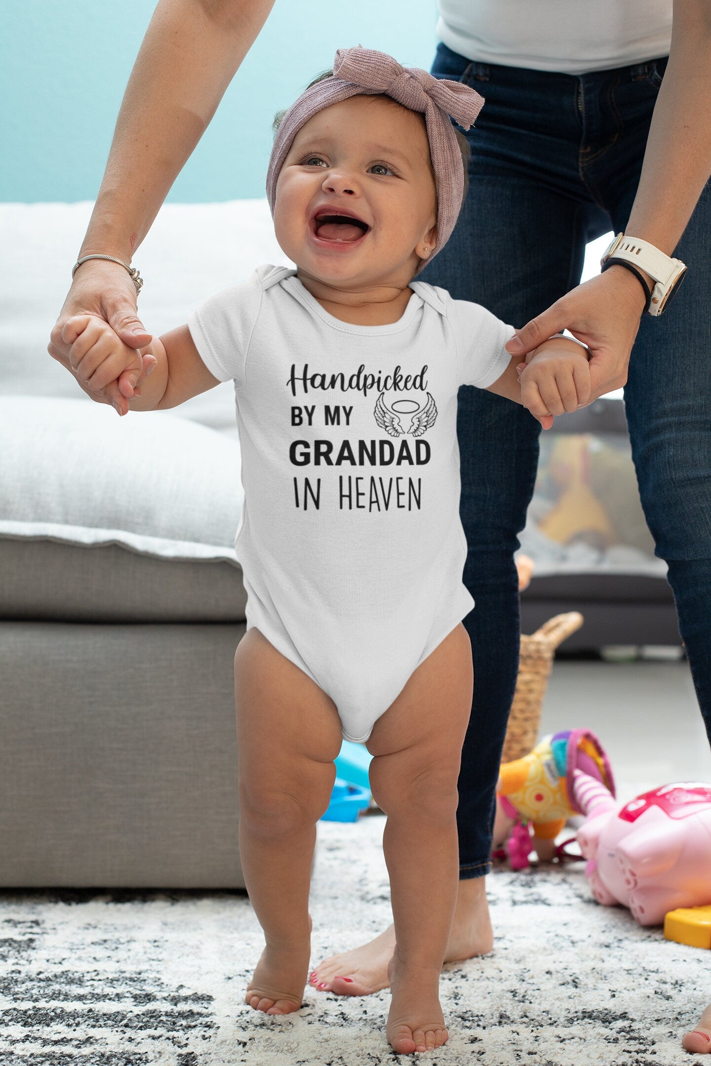 Handpicked By My Grandad In Heaven Baby Grow