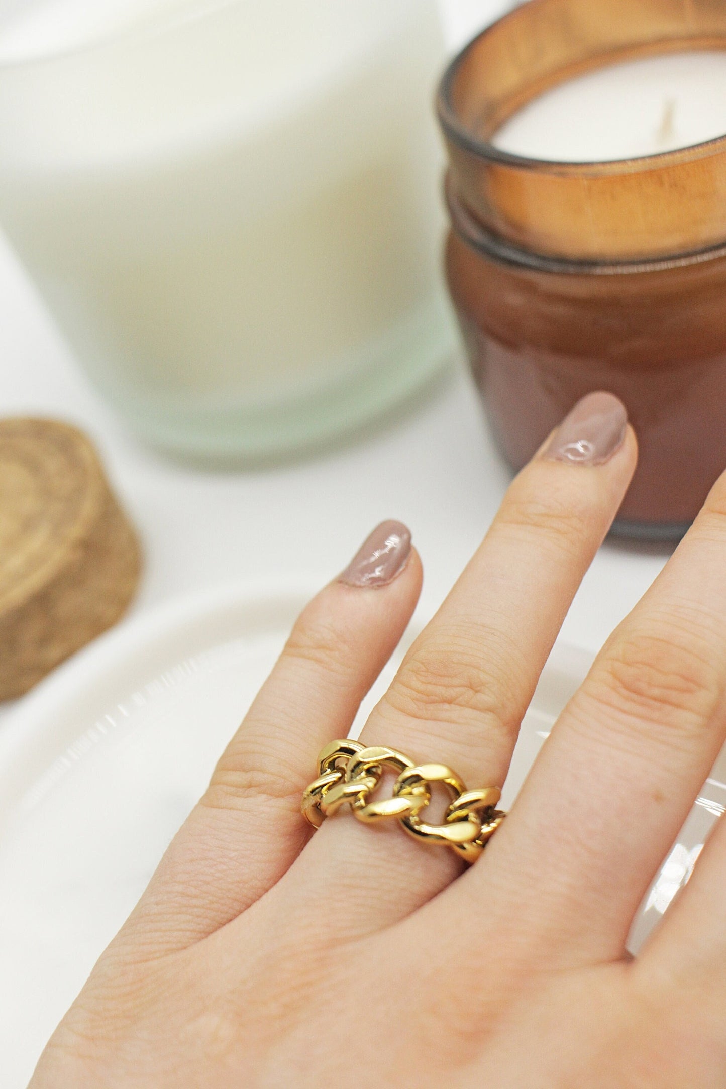 Chunky Curb Gold Link Ring