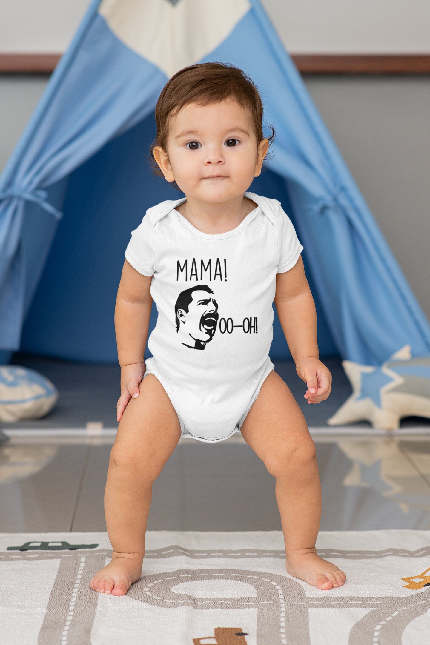 Mama ooooh Bodysuit, Funny saying Onesie, Queen Rock Band Gift, Bohemian Bodysuit, Pregnancy Announcement, Funny Baby Grow, Baby Shower Gift