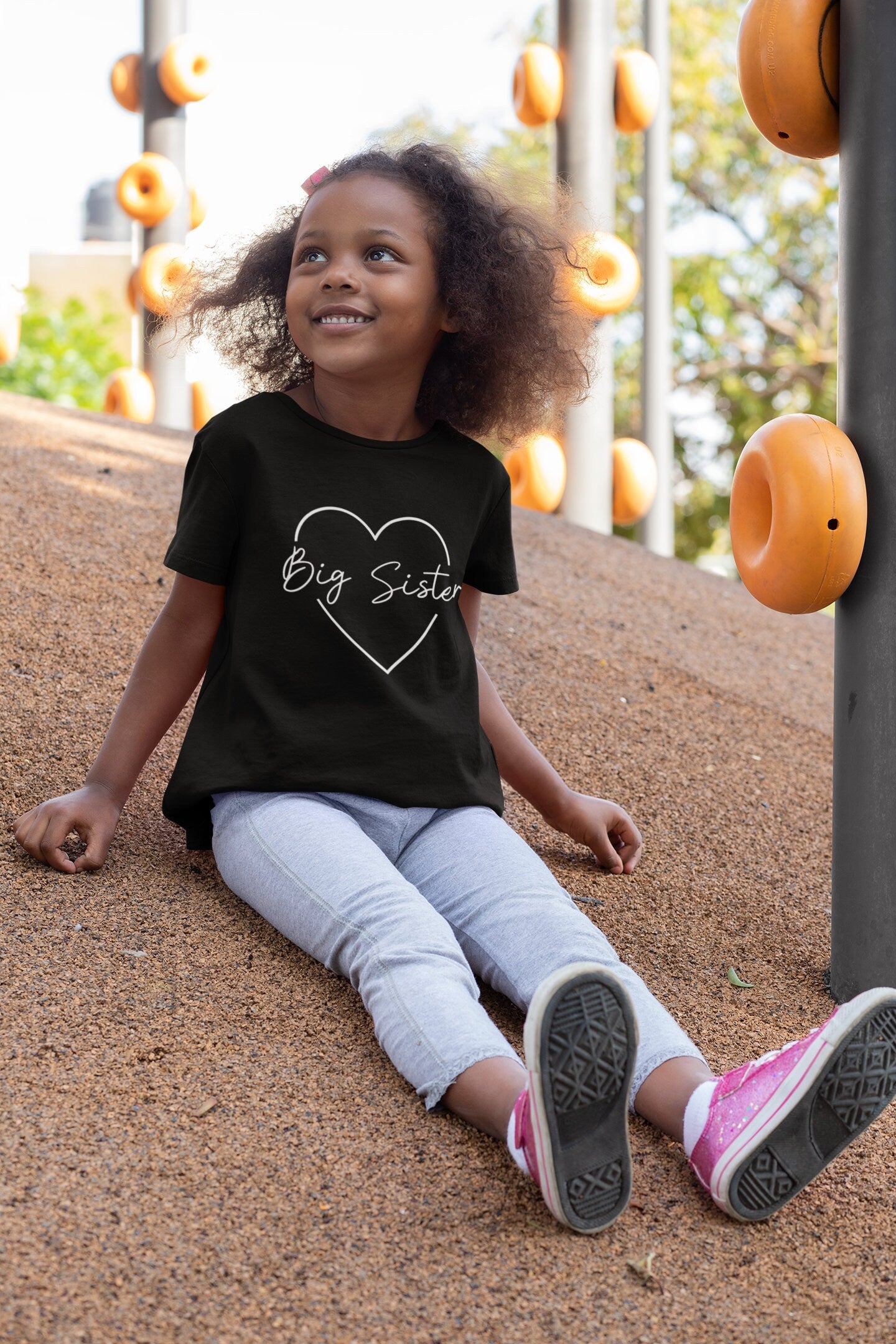 Big Sister Heart Kids T-Shirt, Promoted to Big Sister