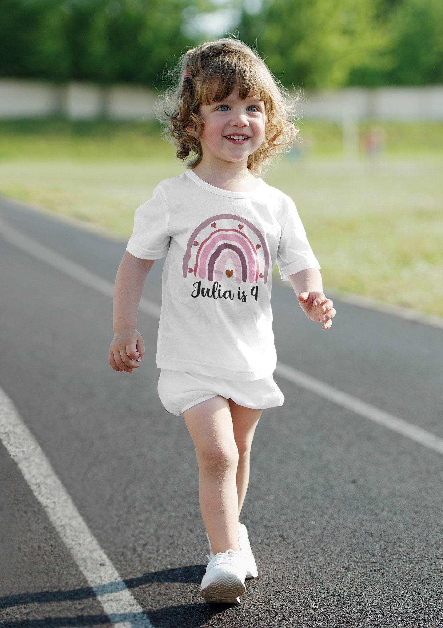 Girls Personalised Rainbow Birthday T-shirt