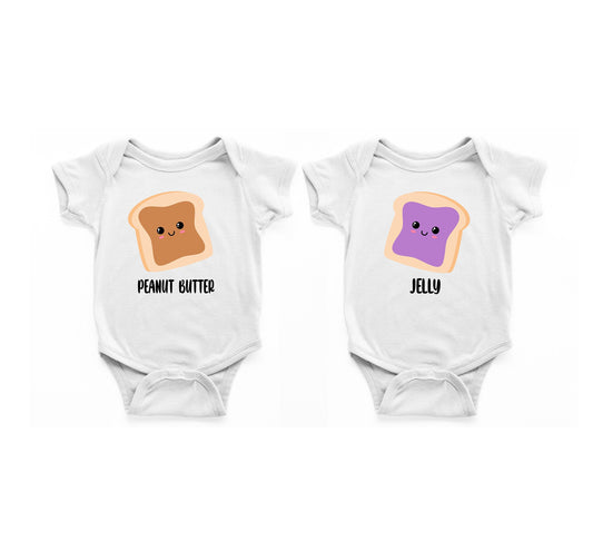 Peanut Butter Jelly Twin Baby Vest, Baby Grow