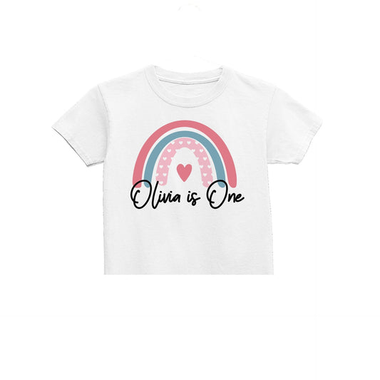 Personalised Girls Rainbow Kids T-Shirt, Any Name Birthday Kids T-Shirt