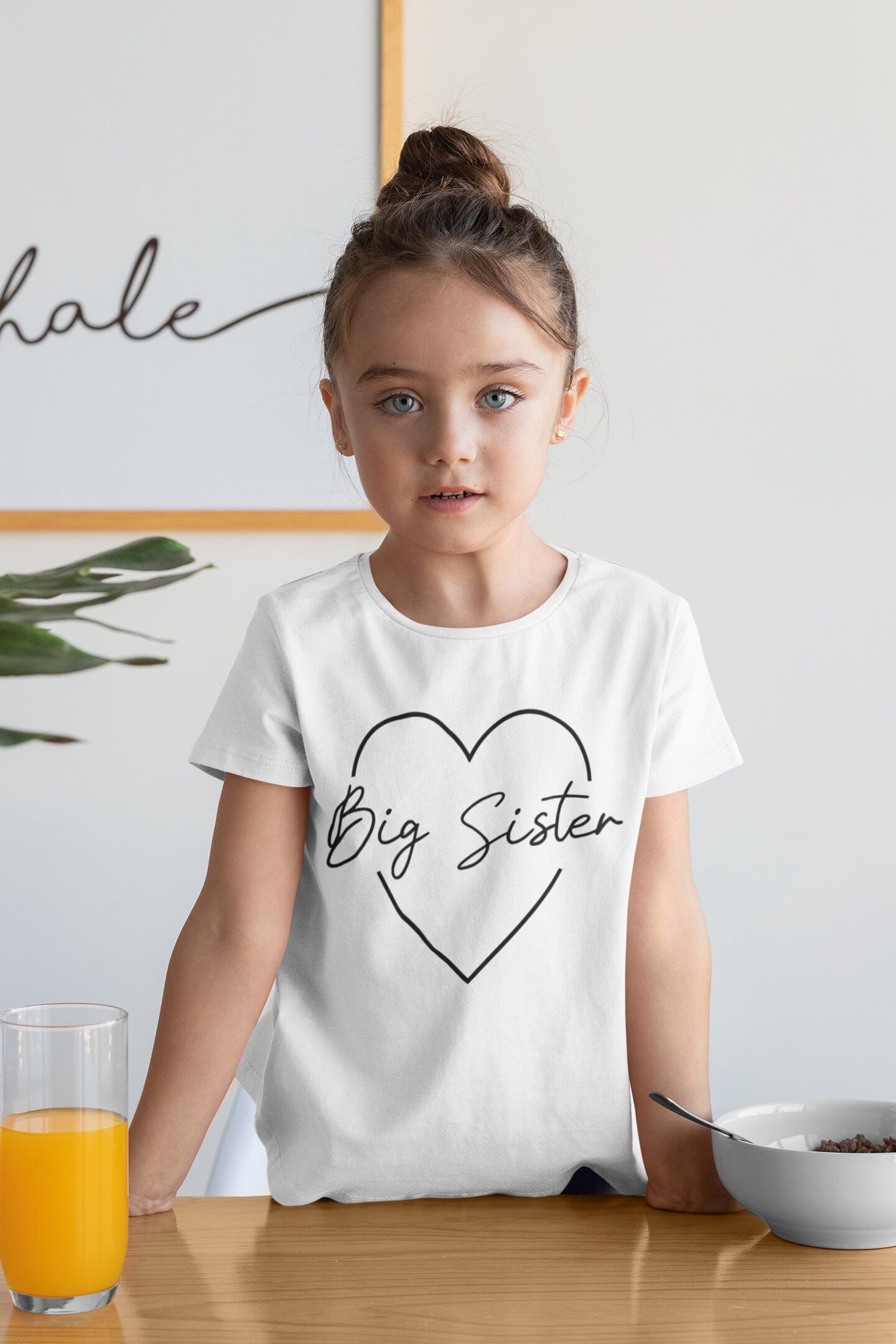 Big Sister Heart Kids T-Shirt, Promoted to Big Sister