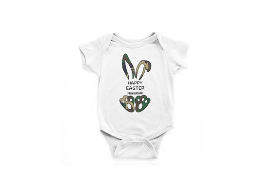 Personalised Easter Baby Vest, Baby Grow, Camo Print, My First Easter Baby Grow