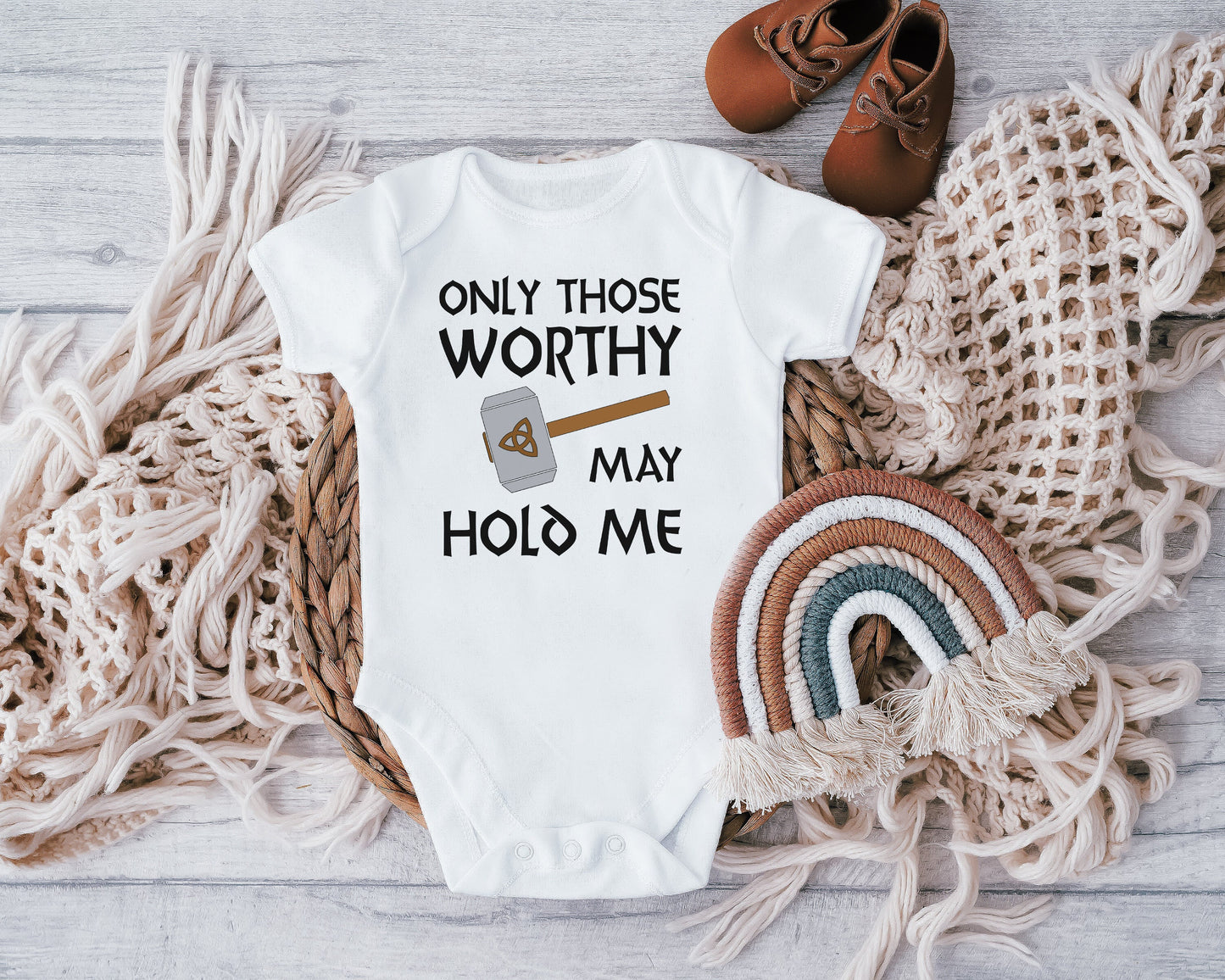 Only Those Worthy May Hold Me Baby Vest, Baby Grow