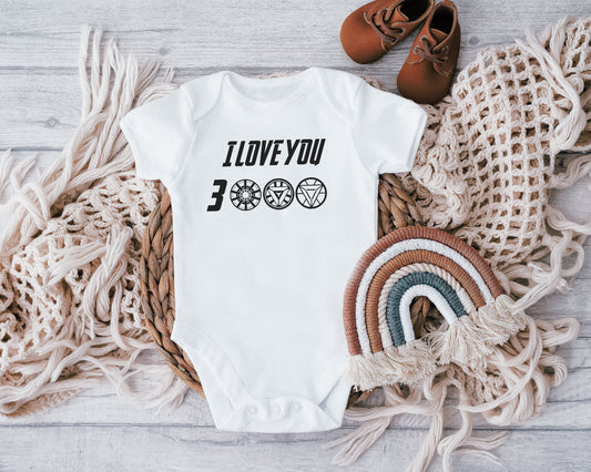 I love You 3000 Baby Vest, Baby Grow, Iron-man