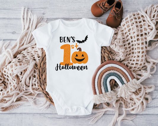 Personalised 1st Halloween, Spooky, Scary Baby Vest, Baby Grow