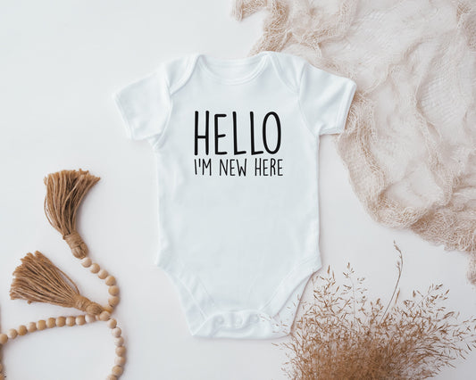 Hello I'm New Here Baby Vest, Baby Grow