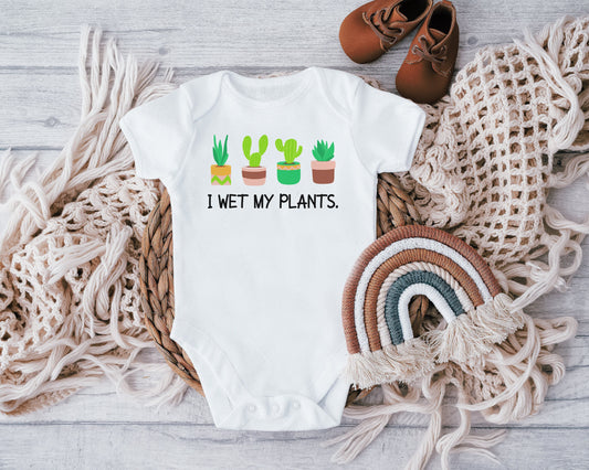 I Wet My Plants Baby Vest, Baby Grow, Vegan Baby Vest, Baby Grow