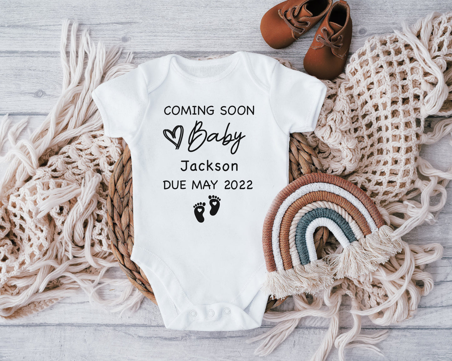 Personalised Coming Soon Baby Vest, Baby Grow