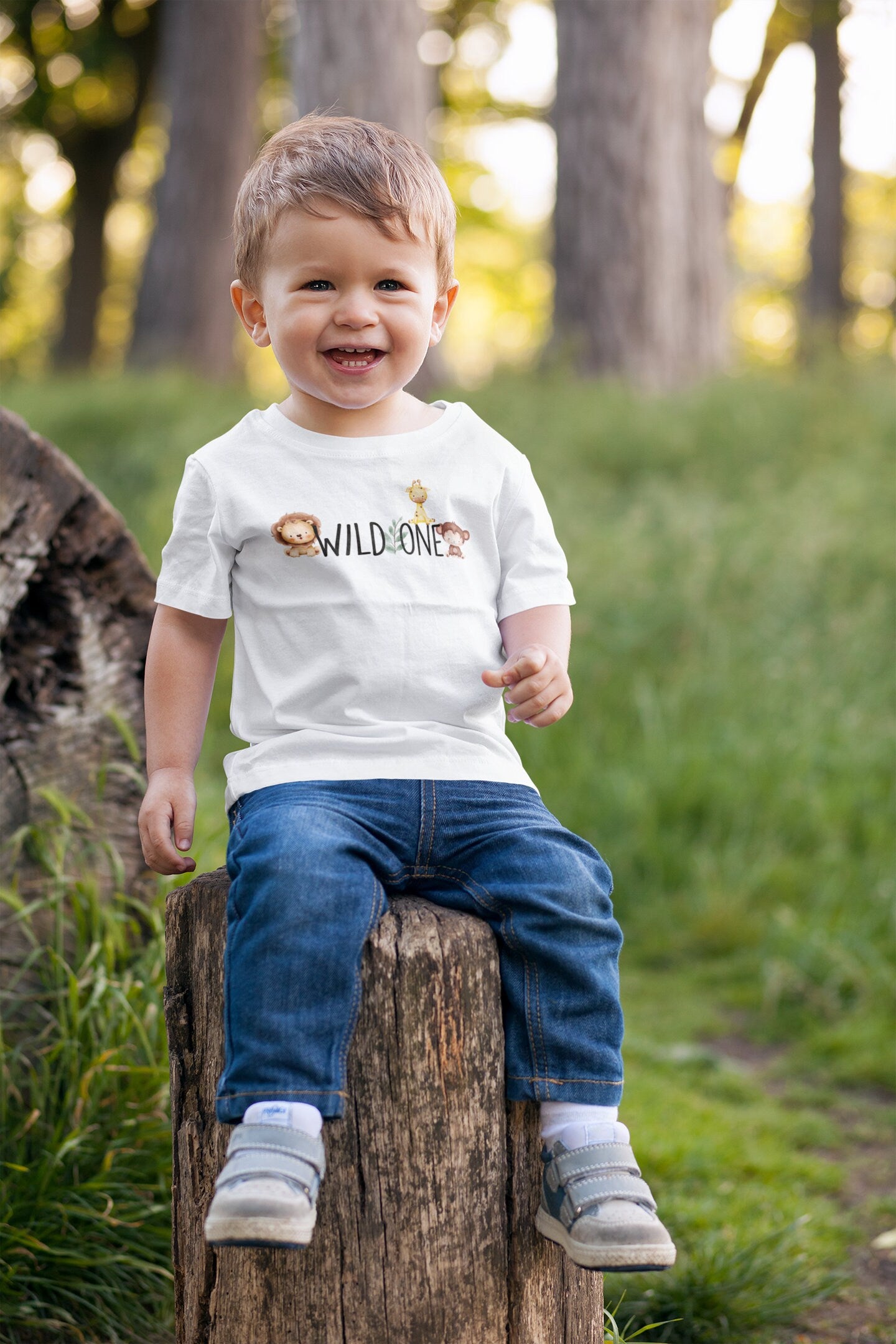 Wild One Woodland Birthday T-Shirt, Custom Jungle Safari Birthday Shirt, First Birthday Top, 1 Years Old, Children's Clothes