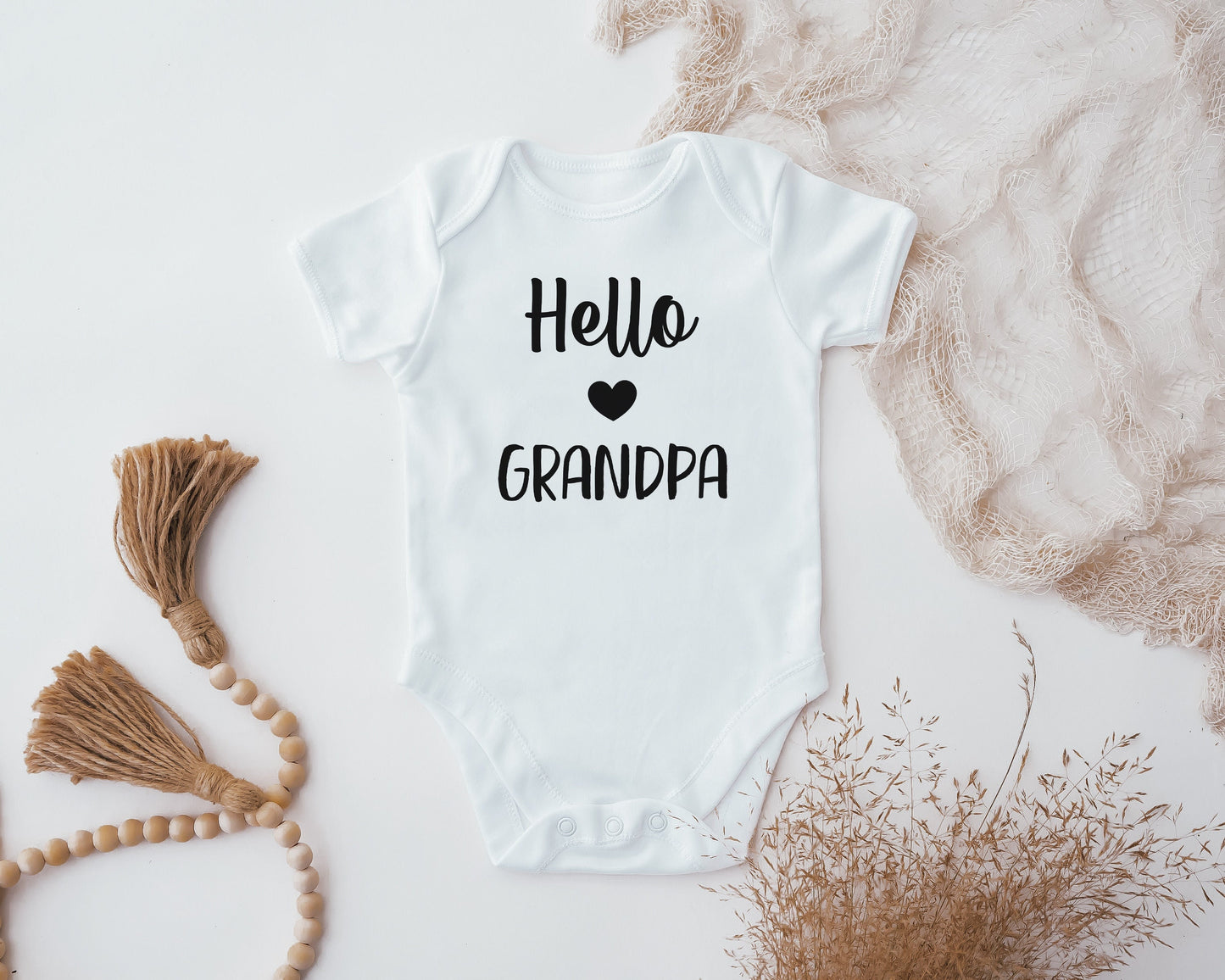 Hello Grandpa Baby Bodysuit
