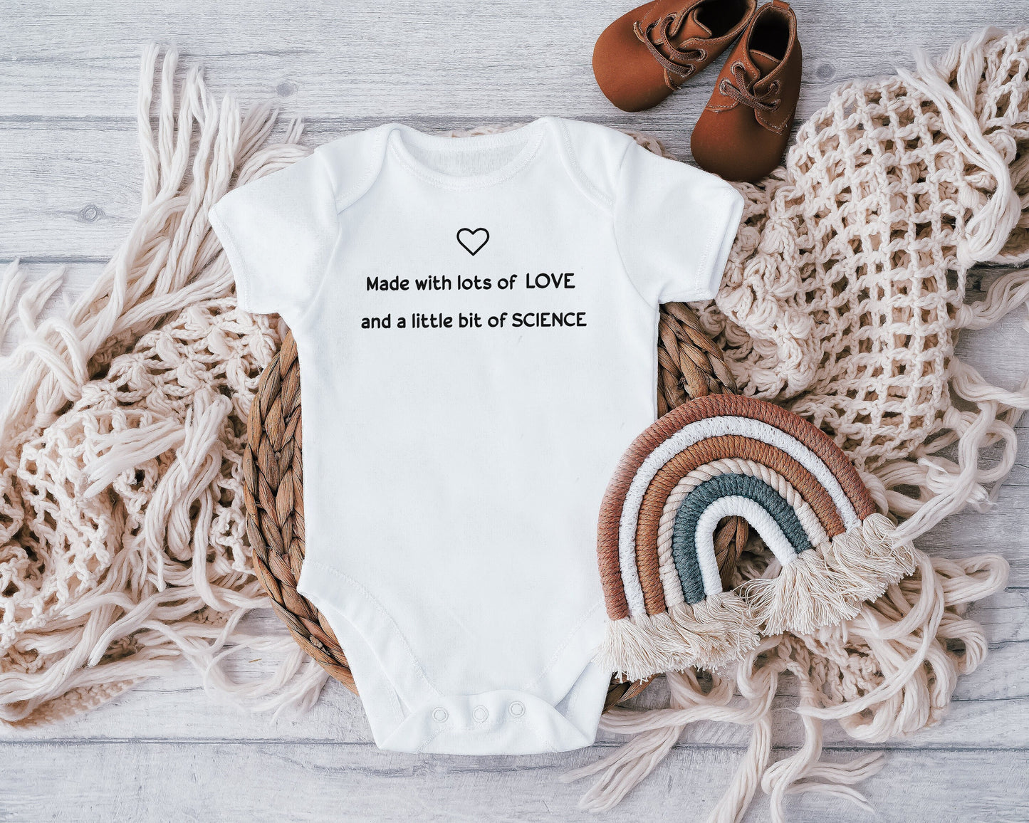 Made with Love and a little Science Baby Vest, Baby Grow, Gender Neutral Baby Gift