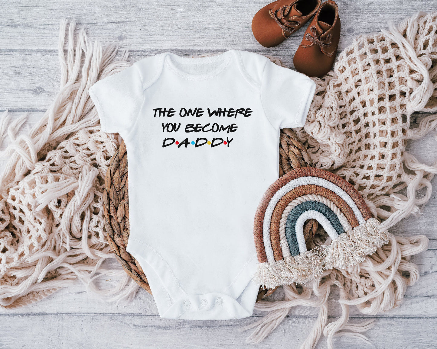 The One Where You Become Daddy bodysuit, New Baby Announcement, Baby Shower Gift, Pregnancy Announcement For Dad, Pregnancy Surprise