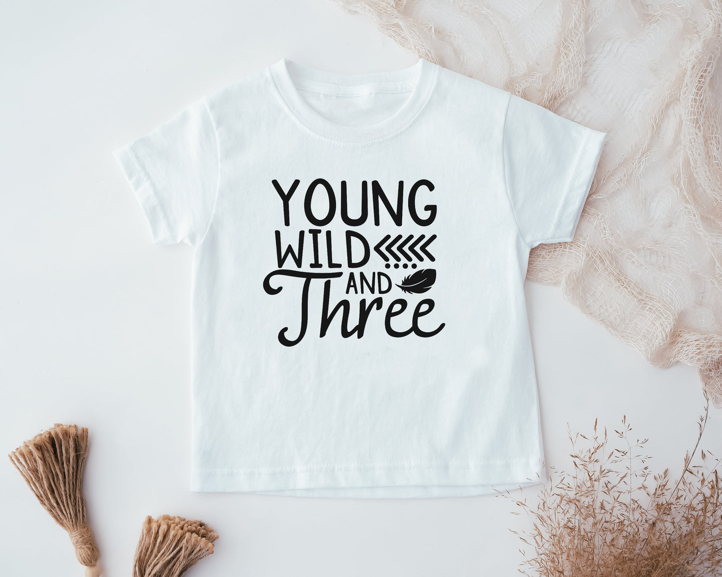 Young Wild & Three Kids T-Shirt, 3rd Birthday Kids T-Shirt