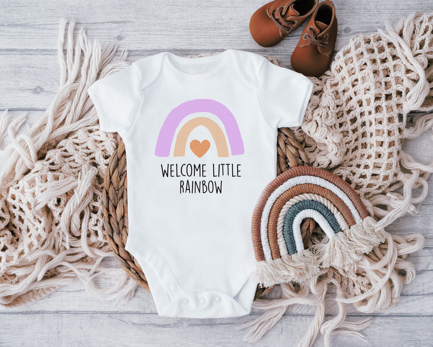 Welcome Little Rainbow Baby Vest, Baby Grow