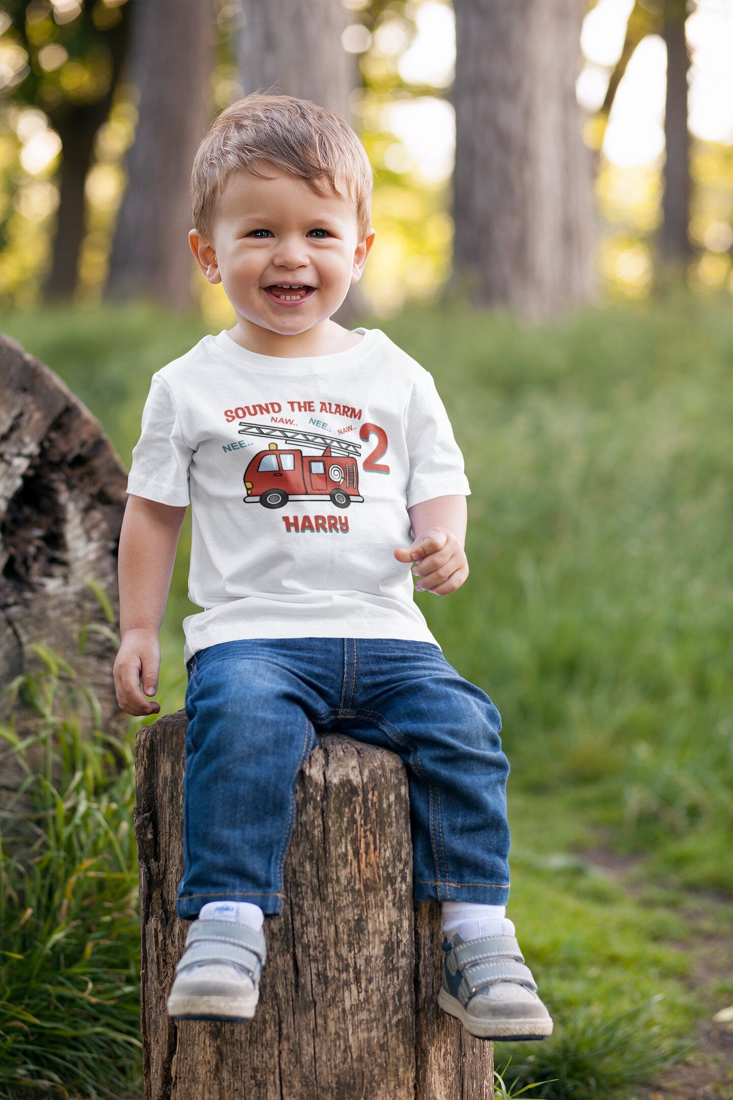 Sound The Alarm Birthday Kids T-Shirt, Fire Truck Birthday Shirt