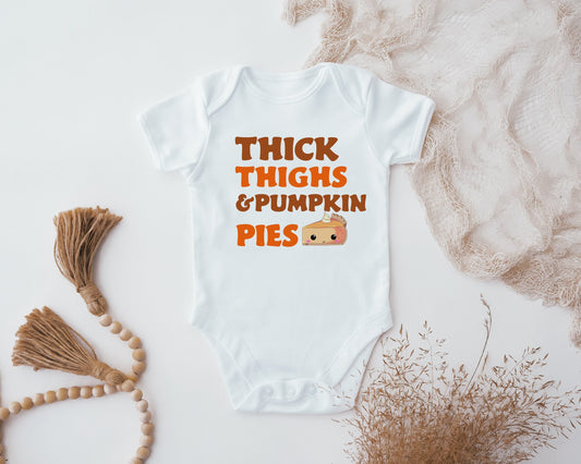 Thick Thighs And Pumpkin Pies Baby Vest, Baby Grow