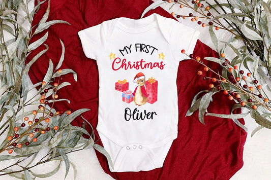 Personalised My First Christmas Baby Vest, Baby Grow