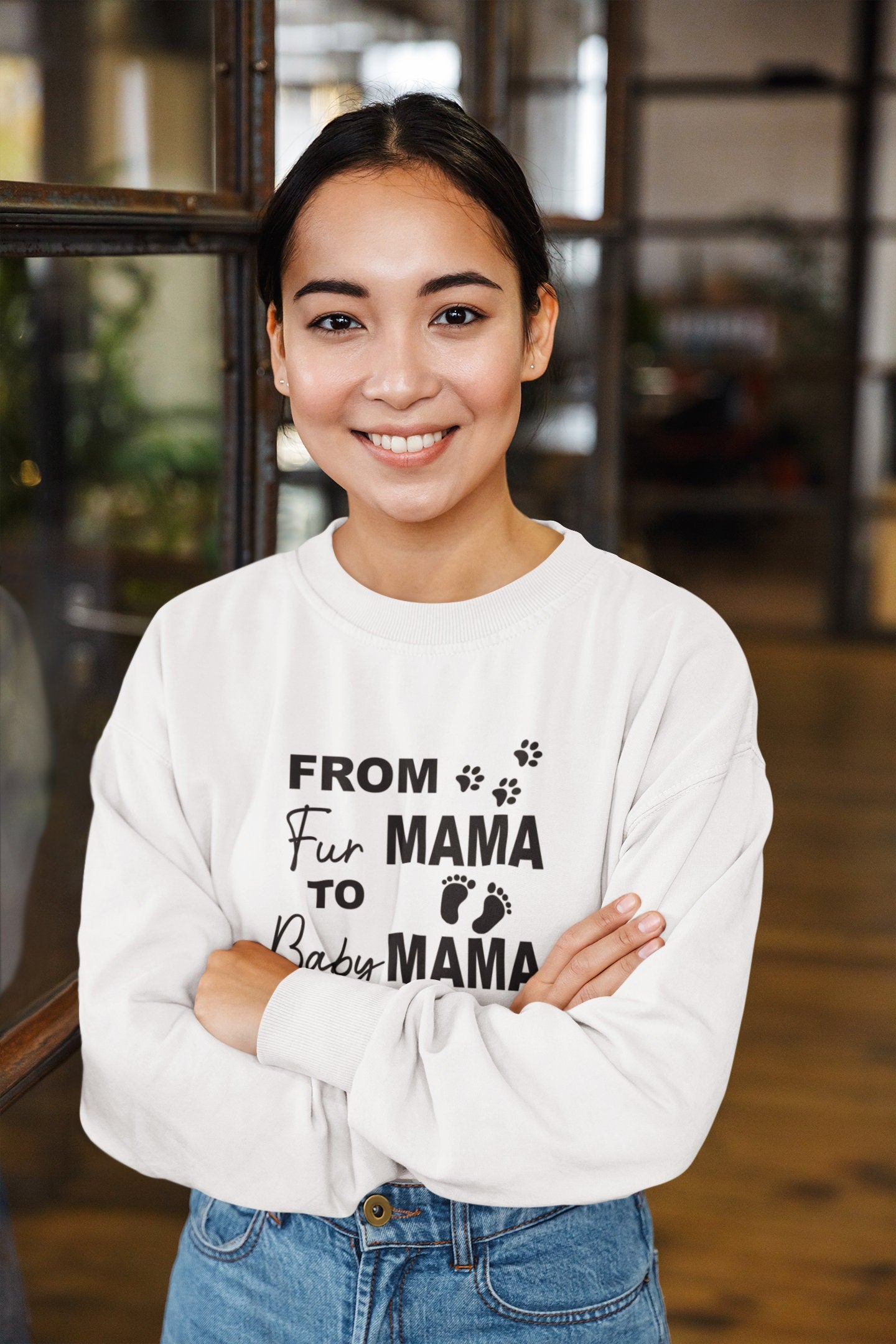 From Fur Mama To Baby Mama Pregnant sweatshirt