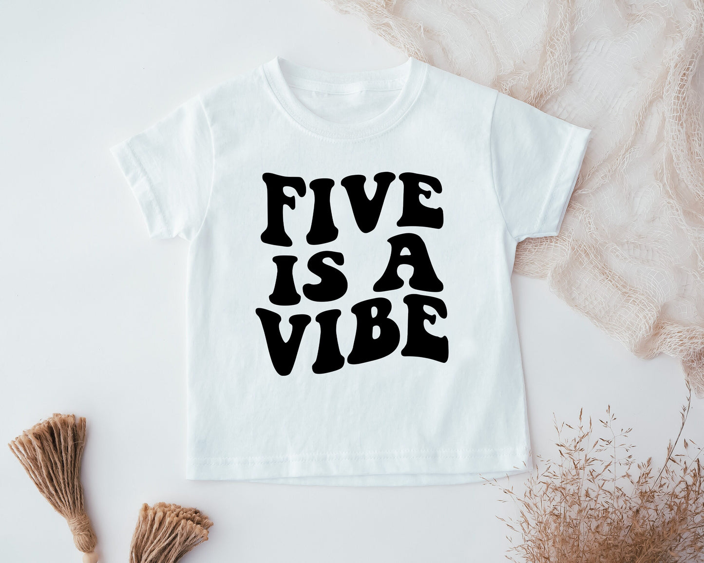 Five Is A Vibe, 5th Birthday Kids T-Shirt