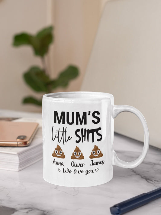 Mum's Little Shits Mug, Personalised Best Mum Mug, 11oz