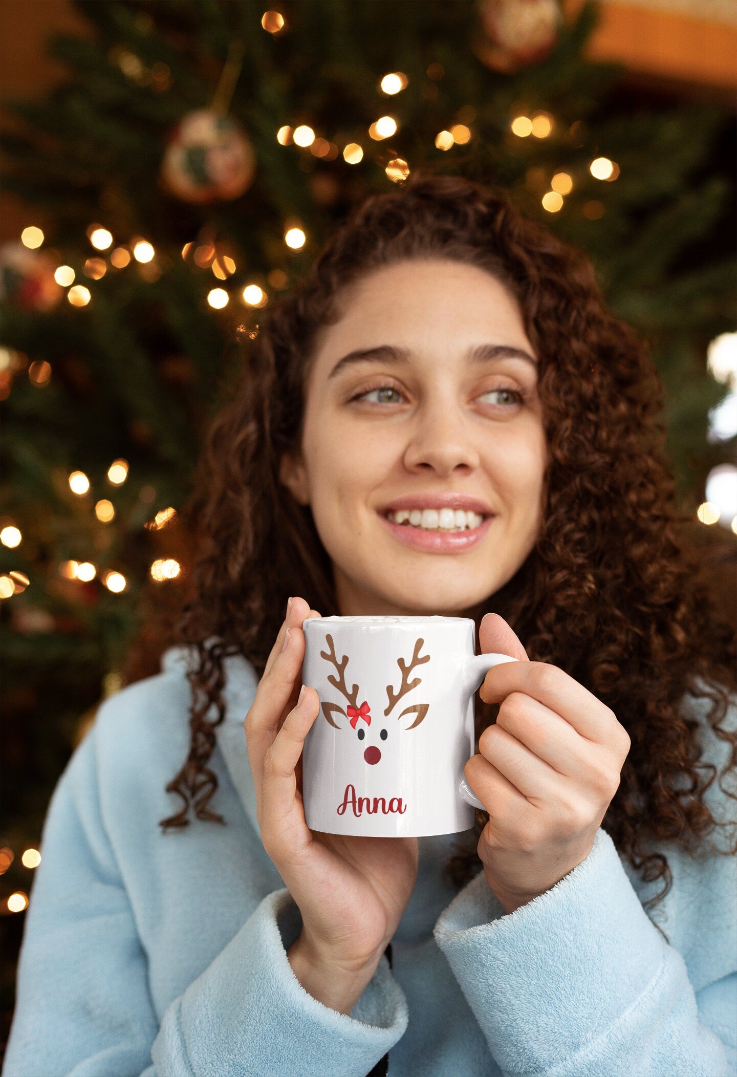 Personalised Reindeer Name Christmas Mug