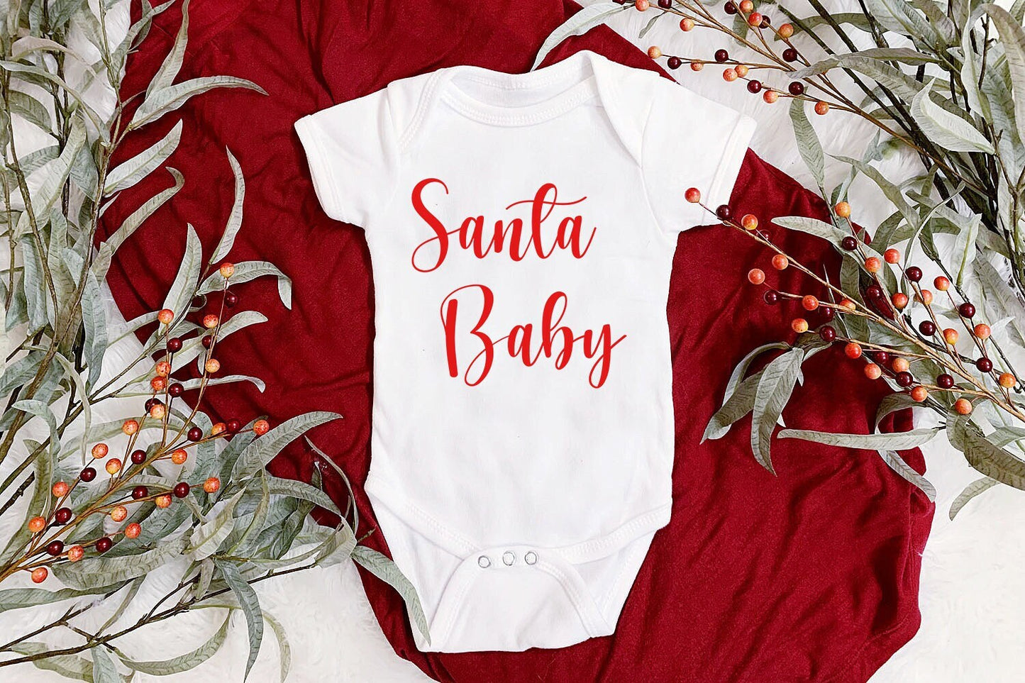 Santa Baby Baby Vest, Baby Grow, Baby Christmas Reveal