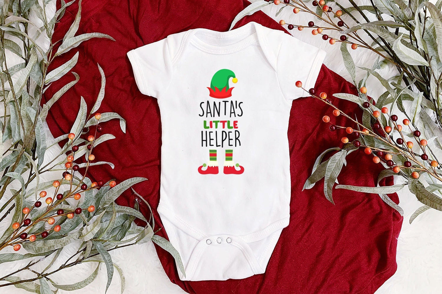 Santa's Little Helper Baby Vest, Baby Grow, My First Christmas