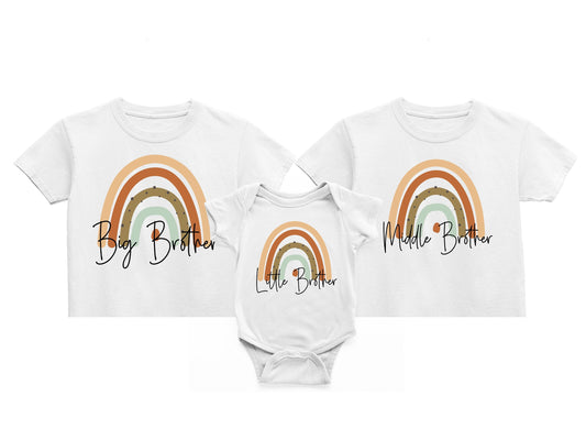 Big Middle Little Brother Boho Rainbow Tops