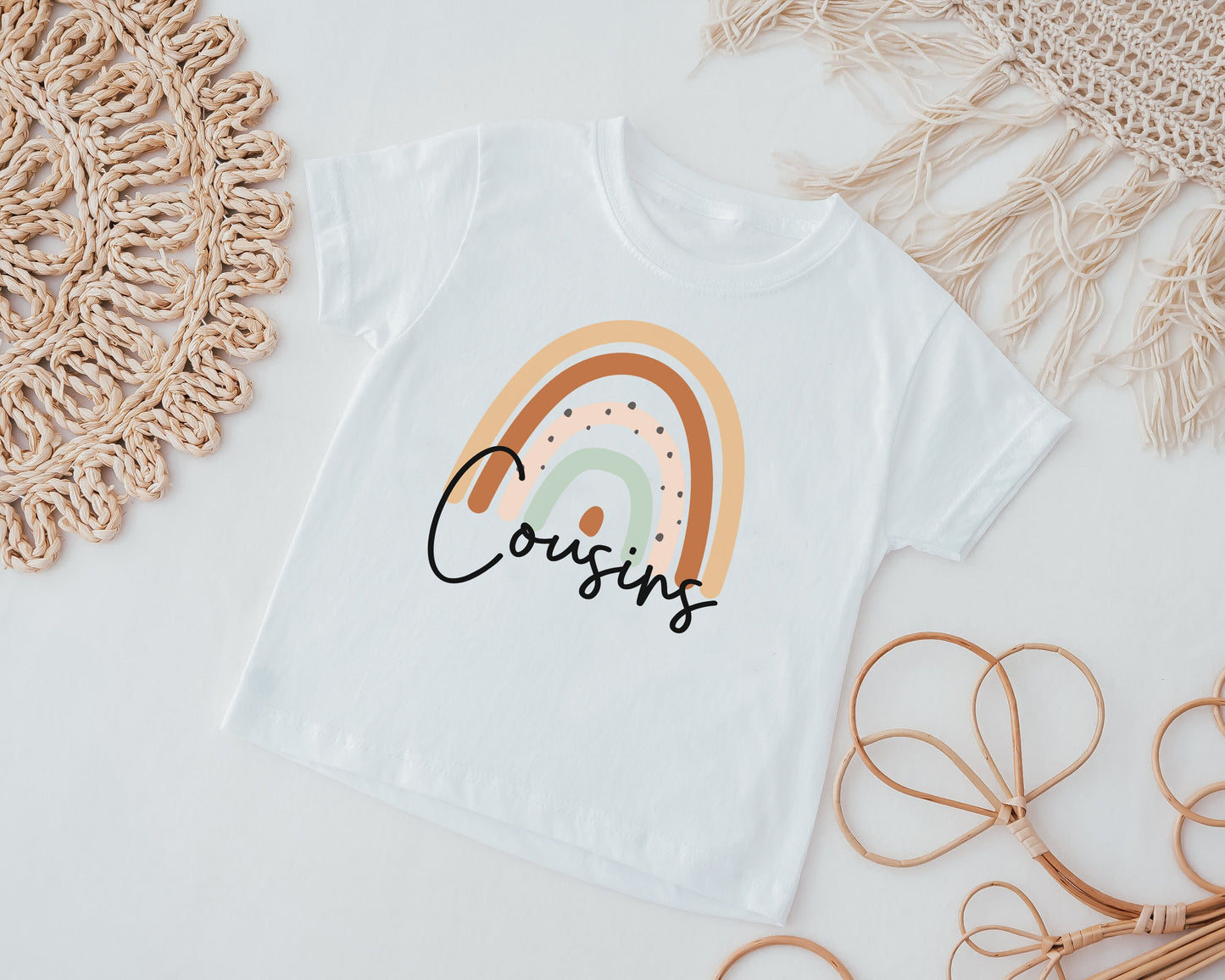 Cousins boho rainbow T-Shirt, Matching Sibling Outfits