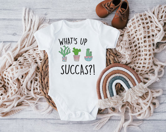 What's Up Succa Baby Vest, Baby Grow, Succulent