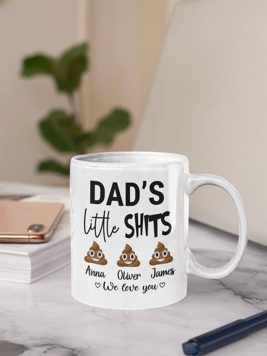 Dad's Little Shits Mug, Personalised Best Dad Mug, 11oz